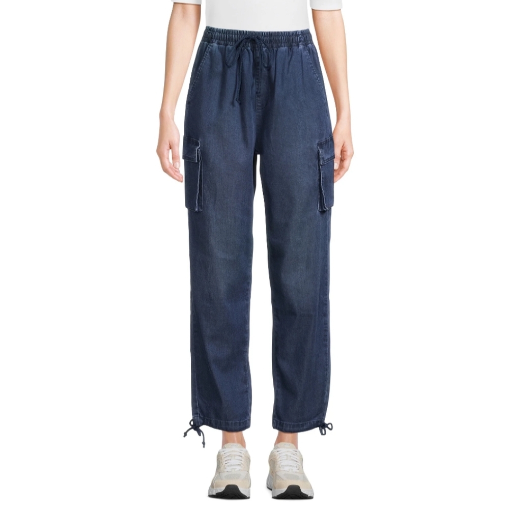Time and Tru Women's Size XXL (20) Parachute Cargo Jogger Pants Medium Wash NWT